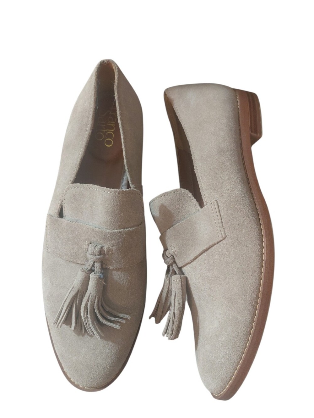 Franco Sarto Taupe Suede Tassel Loafers Women's Size 7